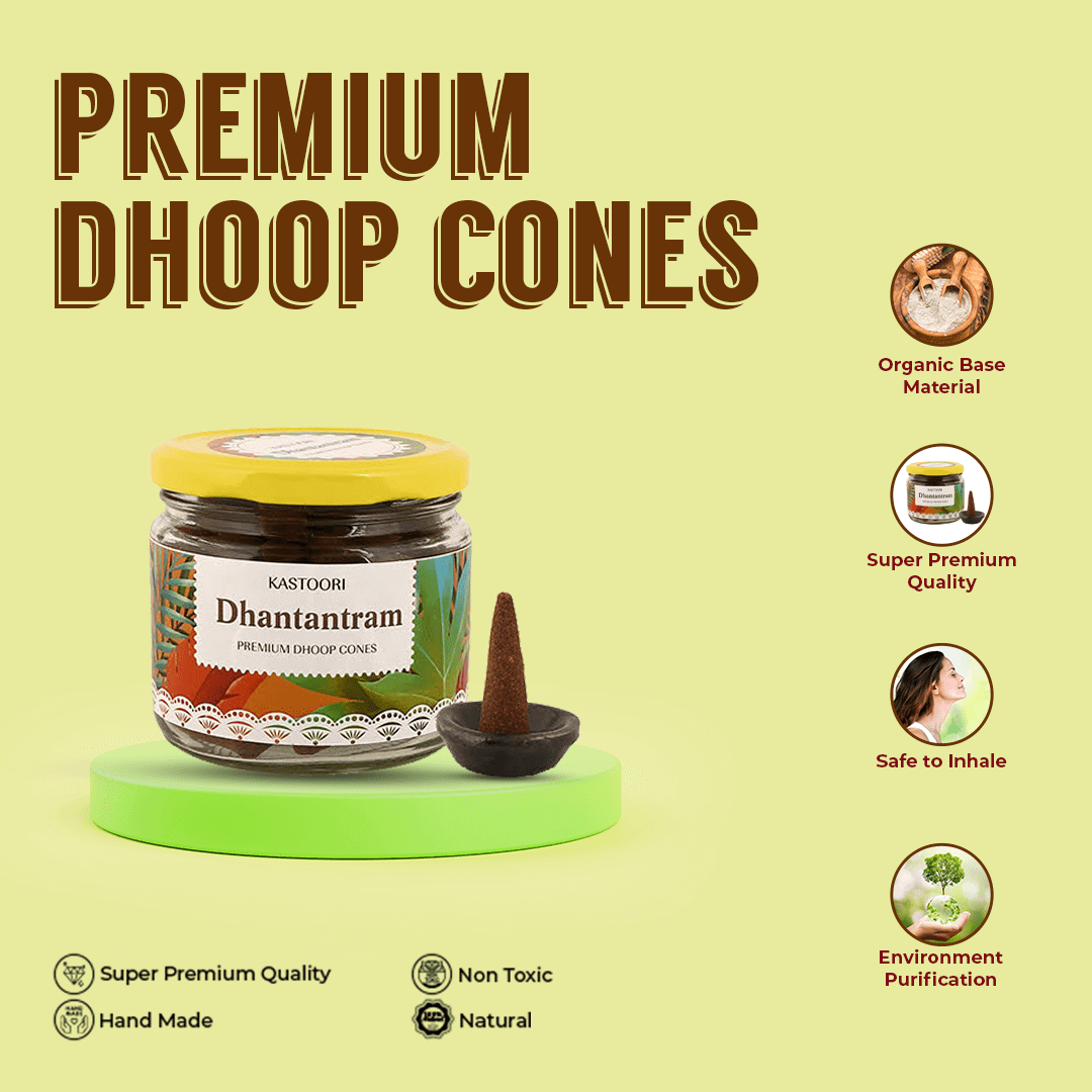 Kastoori PremiumCow Dung Dhoop Cone Dhantantram