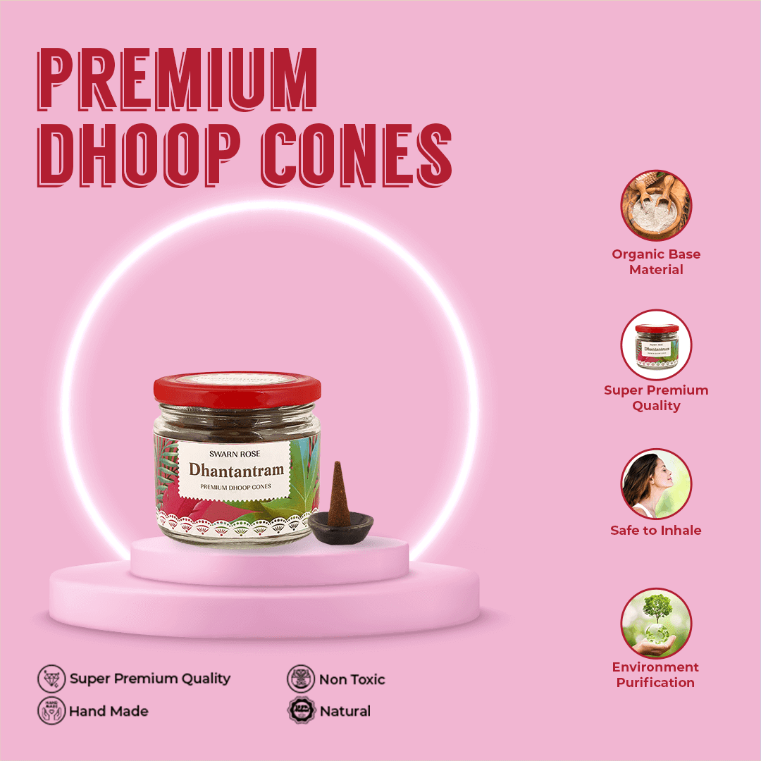 Swarn Rose Premium Cow Dung Dhoop Cone Dhantantram