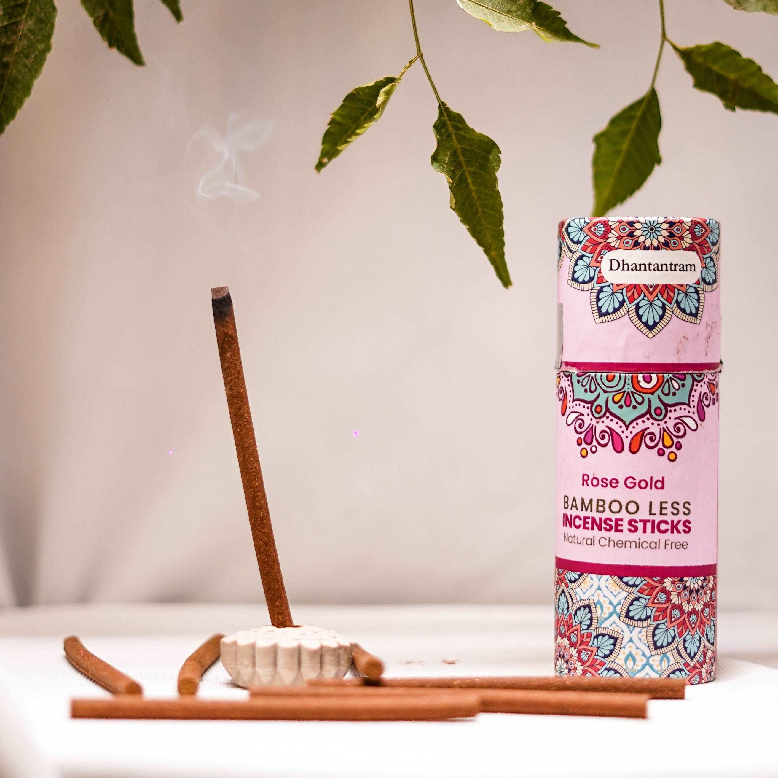 Premium Rose Gold Flower Bamboo less Incense Stick Dhantantram
