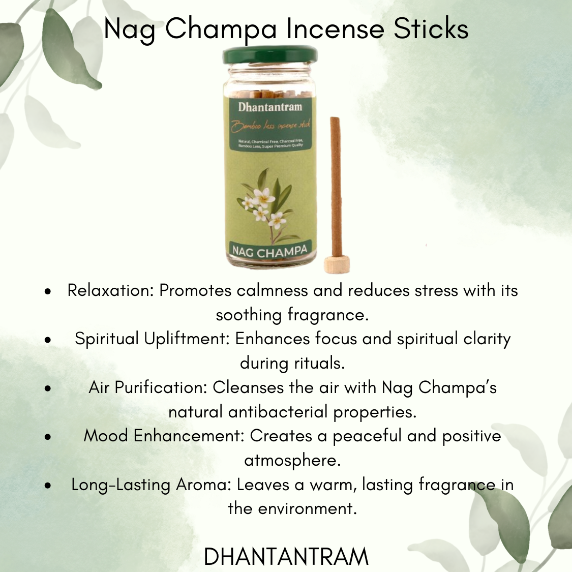 Premium Cow dung Nag Champa Bambooless Iicense Sticks (30 pieces supply with stand)