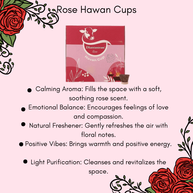 Premium Cow Dung Rose Hawan cup (15 pieces supply with stand)